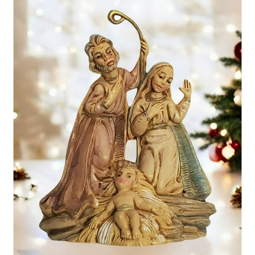 Vintage Nativity Mary Joseph Baby Jesus Figurine 3.25" Italy Holy Family Manger